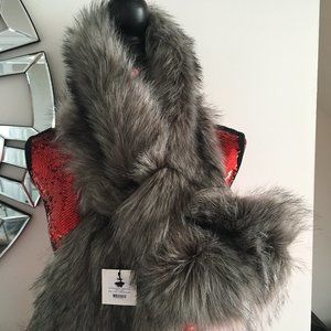 Faux Fur Knit Scarf